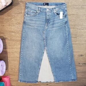 GAP DENIM Jean Maxi Skirt Front Slit Size 12/31 Stretch Medium Wash Classic NEW